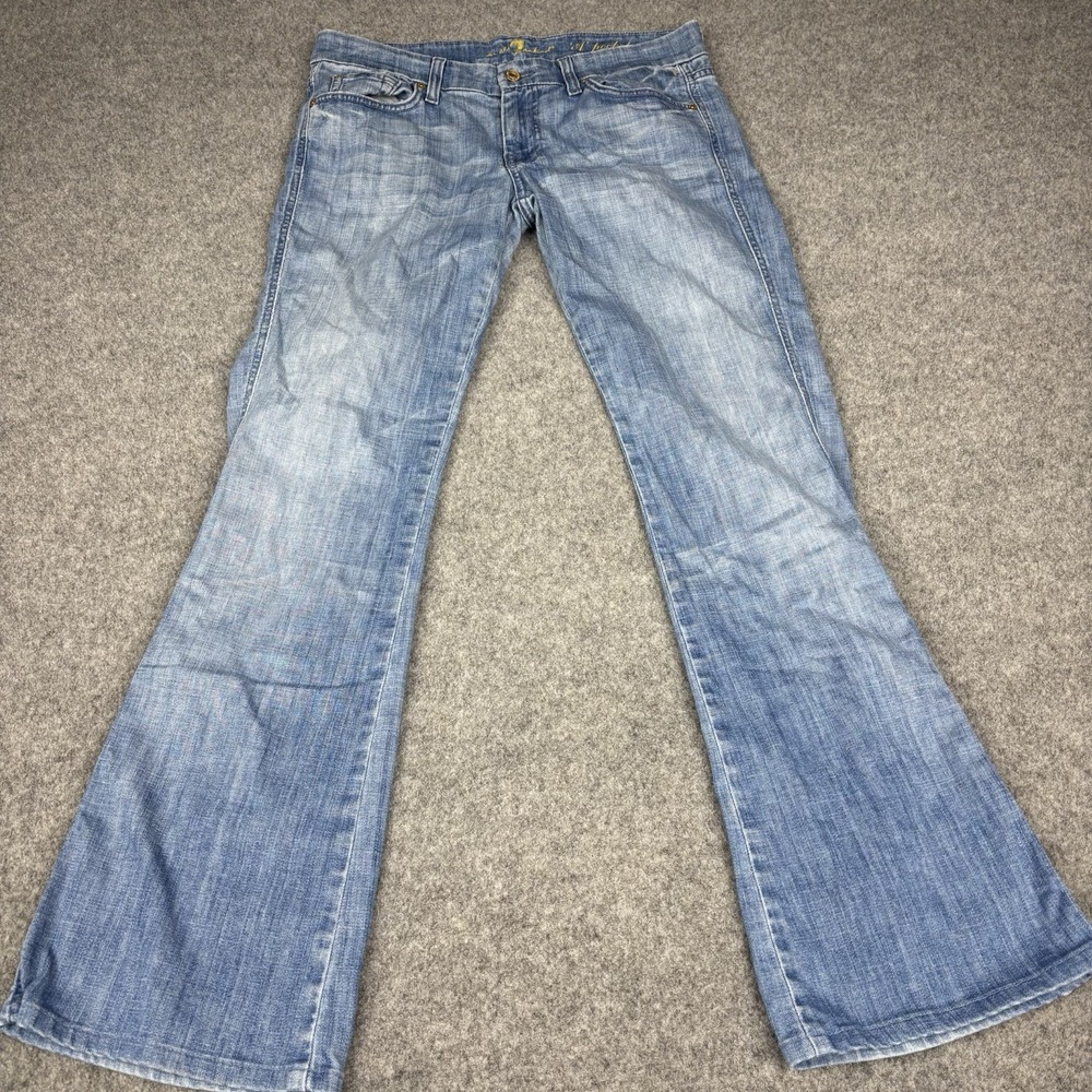 7 For All Mankind Jeans Women's 30 A Pocket Flared Cowgirl Bootcut Light Wash
